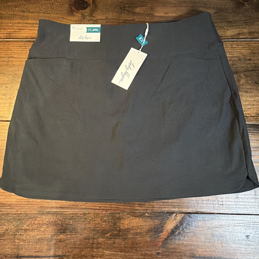 Lady Hagen Golf Skort Womens XXL Black 17" Tummy Control Pull On NWT